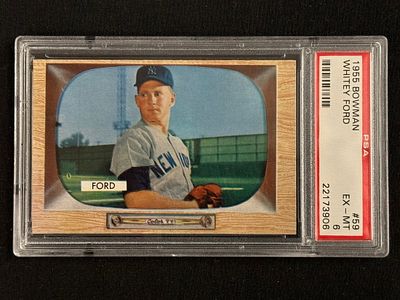 1955 Bowman Whitey Ford #59 PSA 6. Well-Centered sharp card