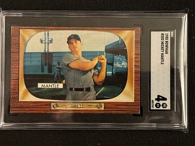 1955 Bowman Mickey Mantle #202 SGC 4. Looks nicer than grade suggests. Iconic image of the great 