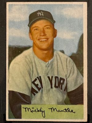 1954 Bowman Mickey Mantle #65. No creases and well-centered