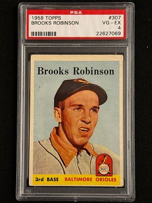 1958 Topps Brooks Robinson #307 PSA 4. As shown