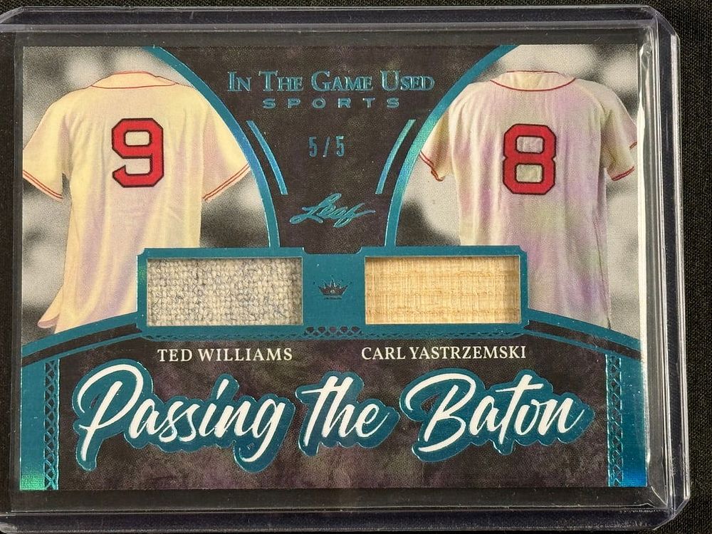Lot 100: 2020 Leaf Passing the Baton Yaz and Ted Williams GU Card