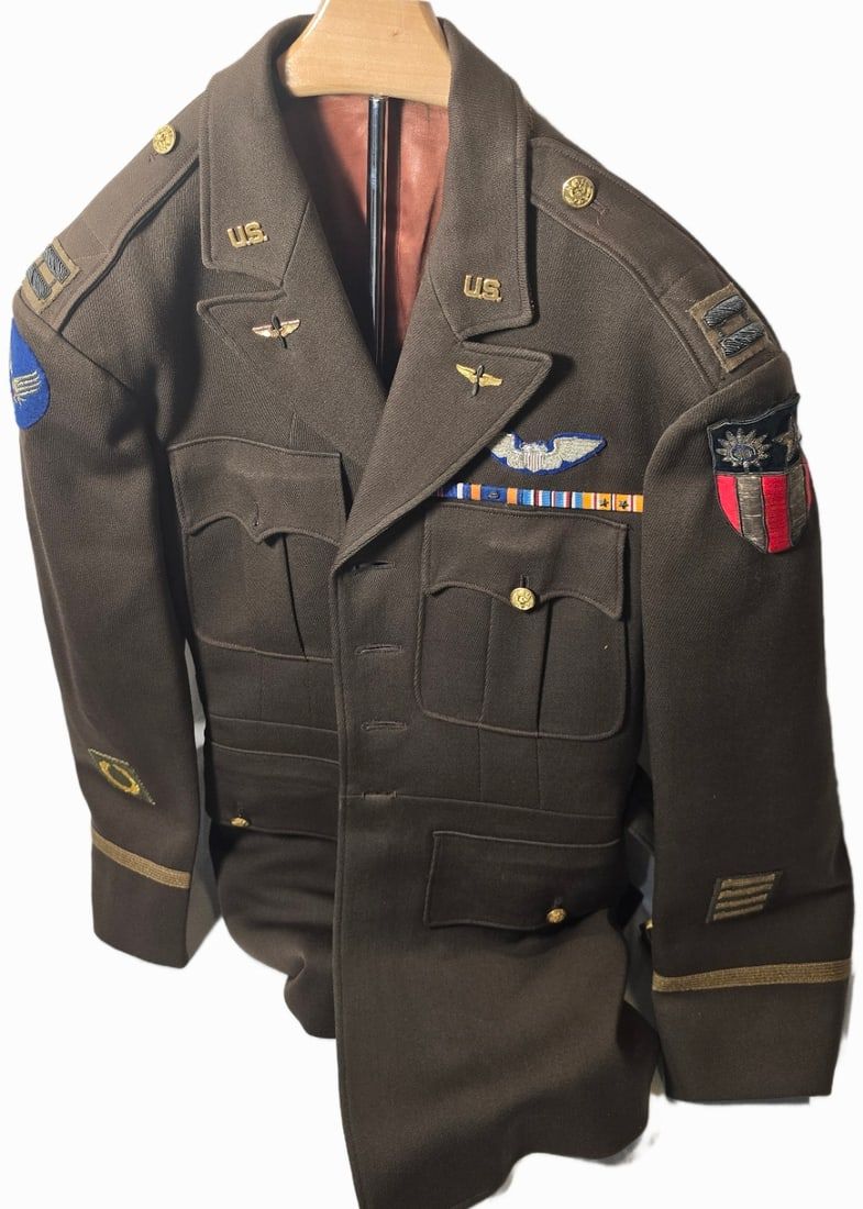 WWII Beautiful Bullion CBI Pilot Uniform Named w/ Combat Blue Bullion Wing. Beautiful Bullion 