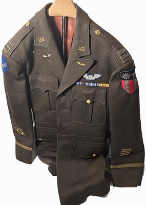 WWII Beautiful Bullion CBI Pilot Uniform Named w/ Combat Blue Bullion Wing. Beautiful Bullion 