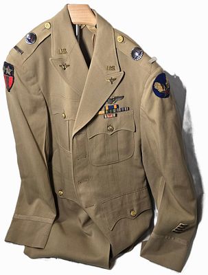 WWII AMAZING Bullion CBI Tan Uniform RARE FOX wing. Named on Inside Transport Command Pins. WWII 