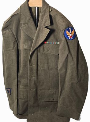 WWII 1st AAF Class A with Laundry Number & Last Name. Named. Missing 1 pocket button. WWII 1st 