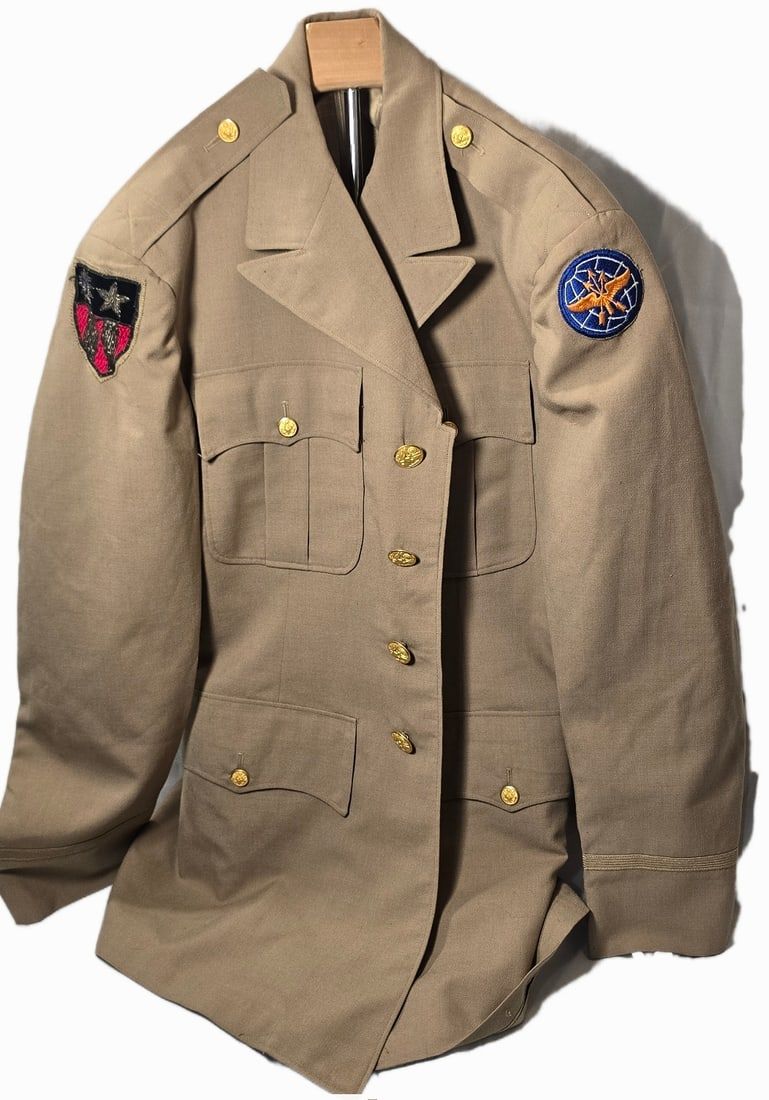 Lot 12: WWII Bullion CBI Tan Class A Uniform Named