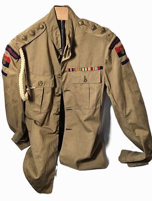 WWII British Royal Artillary Uniform with Ribbon Bar and Cord