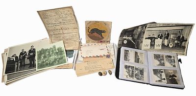 Ultra Rare 386th BG 554th BS Grouping Canvas Patch amazing photos, paperwork, named Band Leader. 