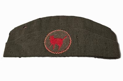 RARE WWI Custom Mini Patch Garrison Cap 156th Artillary 306th Ammunition Train 81st Divison Red Cat