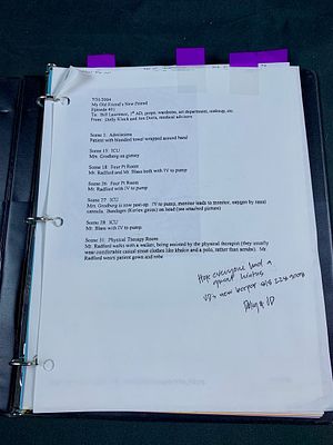 original Call sheet, set design and script binder for Tv series Scrubs. This binder includes all 