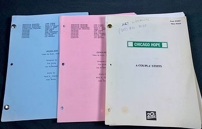 Original scripts form the Tv Show Chicago Hope. Named to Art Lipshultz who was the prop master 