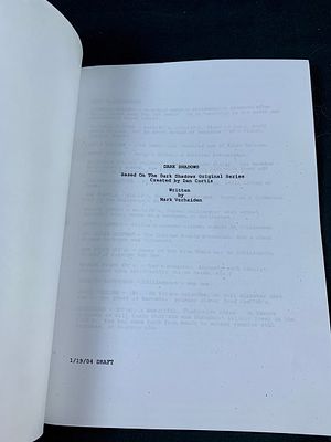 Original draft script for a Mark Verheiden TV Series production Dark Shadows. This was to be a 