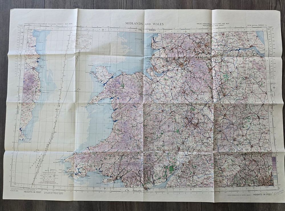 Lot 39: RAF WWII MAP Midland and Wales