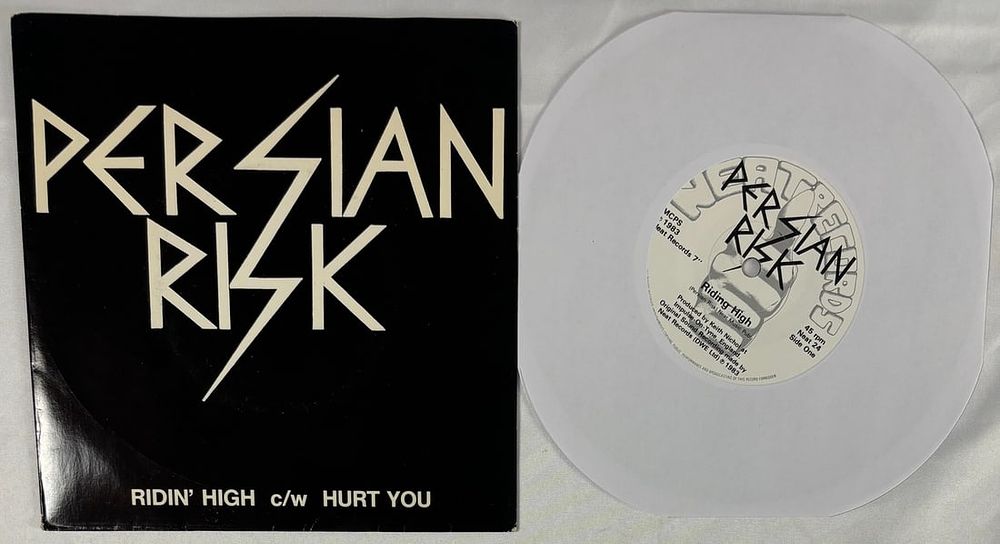 Lot 159: Persian Risk Ridin’ High rare NWOBHM 45 with sleeve