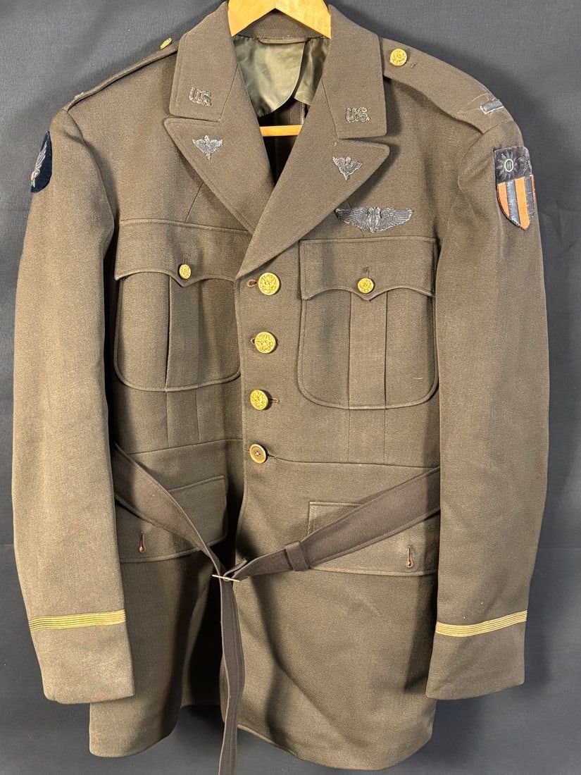 Lot 49: WWII CBI Army Air Force Officer's Uniform with Bullion Insignia