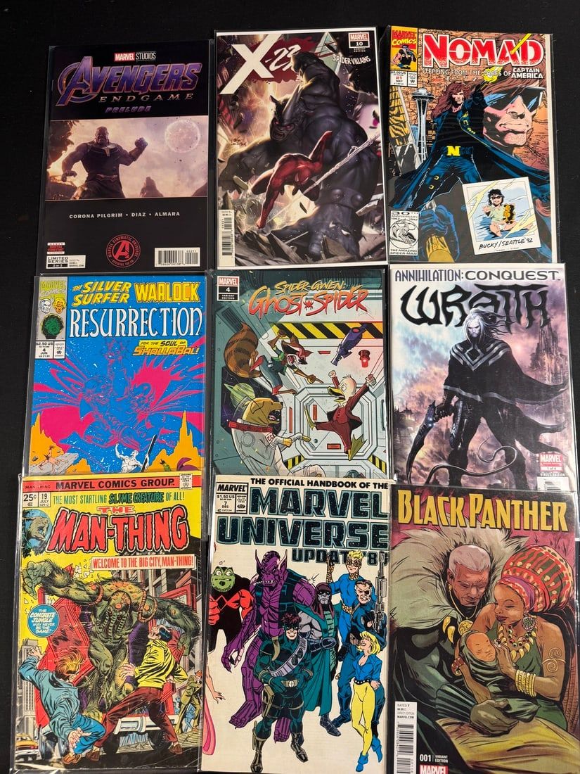 Lot 44: 9 Marvel Comic Books and 1 Marvel Studios Graphic Novel
