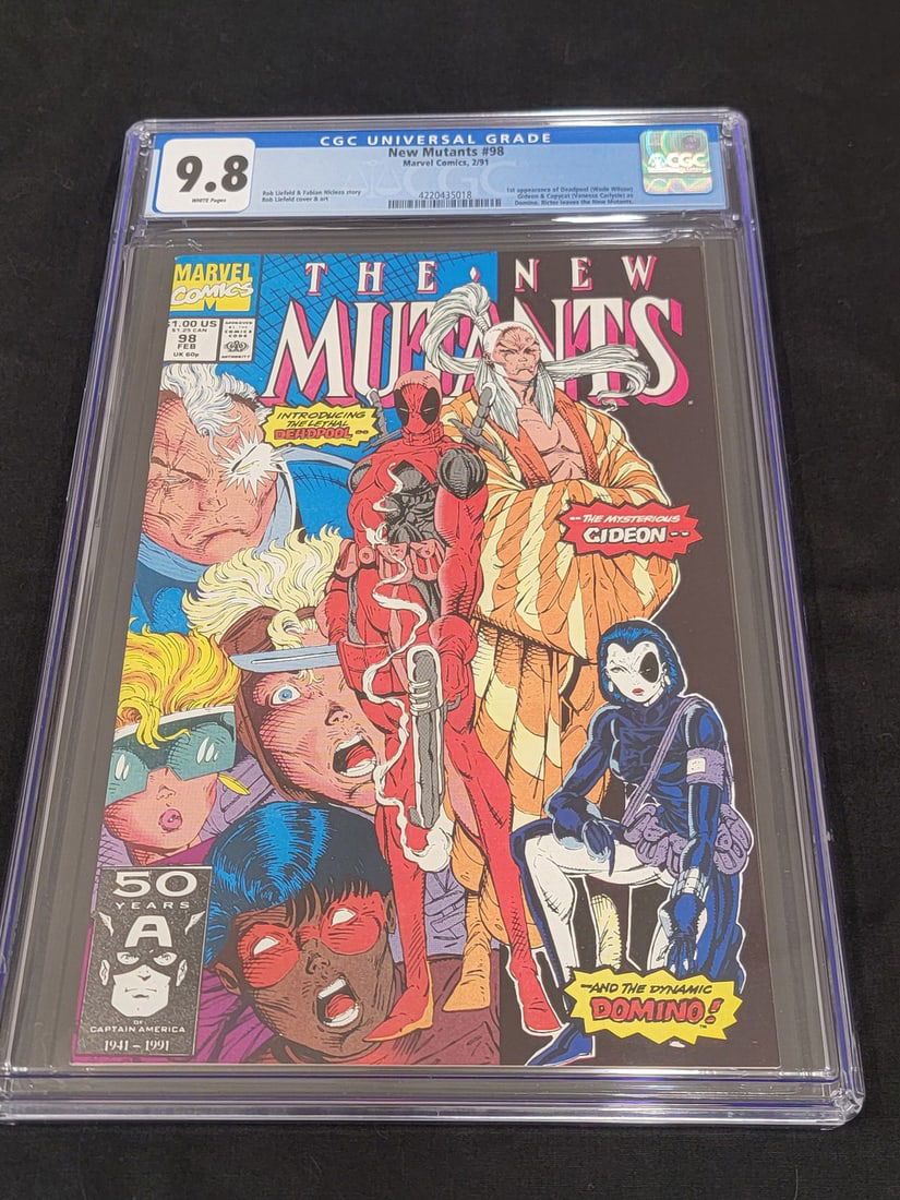 Lot 140: New Mutants -98 Cgc 9. 8, 1st Appearance of Deadpool, Gideon, and Domino-marvel Comics, 1991-