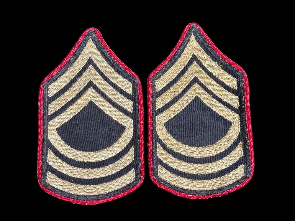 Lot 10: WWII US Army Staff Sergeant Chevrons Red Border CAP
