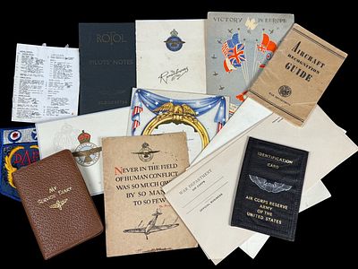 WWII Paper Lot - AAF ID Card Holder and More. Various Paper items and booklets. Includes what 