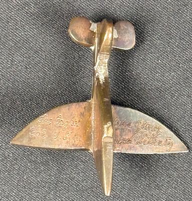 WWII RAF Spitfire Sweetheart Pin Engraved. Small 1.5in pin with engraving on the wings. The 