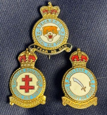 WWII-1950s RAF Squadron Crests. Lot of three. Includes WWII Era 41 Squadron and 604 Squadron 