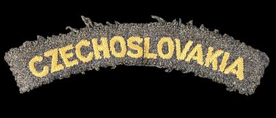 WWII Rare RAF Officers Czechoslovakian Title. Single hand-embroidered title for an Officers RAF 