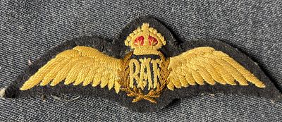 WWII RAF - RCAF Padded Pilots wings. Quite an unusual pattern. RAF wings with red crown. Padded 