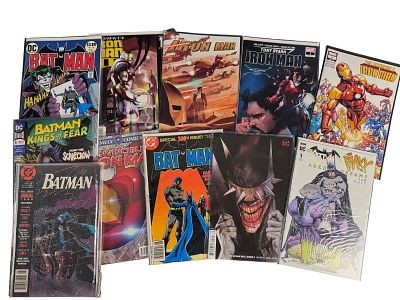 DC and Marvel Comic Books Featuring Batman and Iron Man Titles. A collection of modern and 
