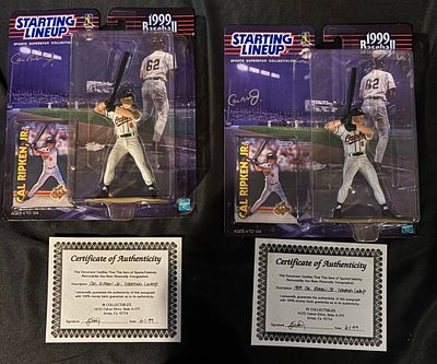 1999 Starting Lineup Cal Ripken Jr. Baltimore Orioles Autographed Action Figures. This lot 