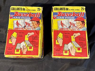 1982 O-Pee-Chee Baseball Album Sticker Retail Full Boxes. A pair of vintage O-Pee-Chee Baseball 