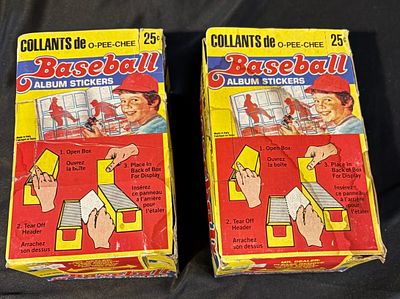 O-Pee-Chee Baseball Album Sticker Retail Display Boxes. A pair of vintage O-Pee-Chee Baseball 