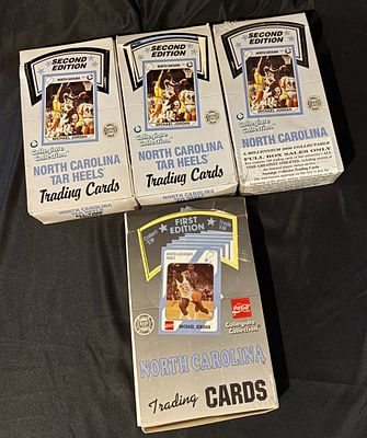 1989 North Carolina Tar Heels Trading Card Boxes, First and Second Editions. This collection of 