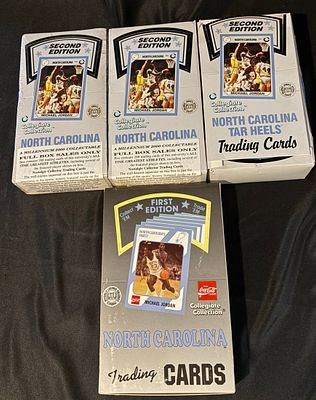 1989 Collegiate Collection North Carolina Tar Heels Trading Card Boxes. A collection of 1989 