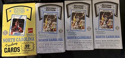 1990 Collegiate Collection North Carolina Tar Heels Basketball Trading Card Boxes. A collection 