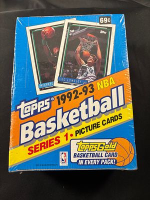 1992-93 Topps Series 1 NBA Basketball Factory Sealed Box. A factory-sealed box of 1992-93 Topps 