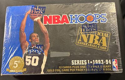 1993-94 SkyBox NBA Hoops Series 1 Basketball Factory Sealed Box. A factory-sealed box of 1993-94 