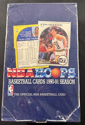 1990-91 NBA Hoops Series 1 Basketball Cards Factory Sealed Wax Box. A factory-sealed box of 