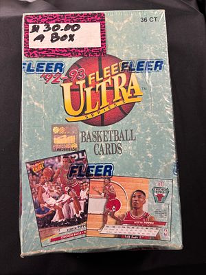 1992-93 Fleer Ultra Basketball Series 1 Sealed Box. A factory-sealed box of 1992-93 Fleer Ultra 