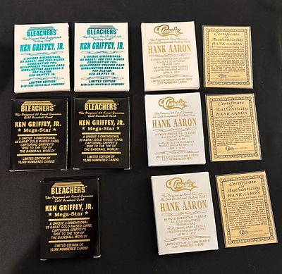 A Collection of Bleachers and Classic 23kt Gold Sculptured Baseball Trading Cards. A collection 
