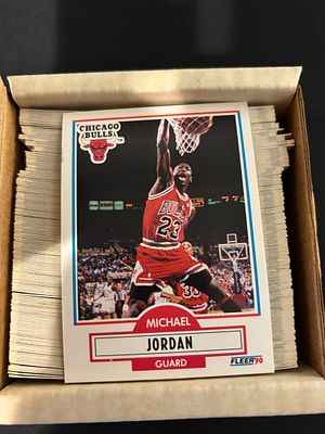 A Collection of Vintage Basketball Trading Cards Featuring a 1990 Fleer Michael Jordan #26 Error. 