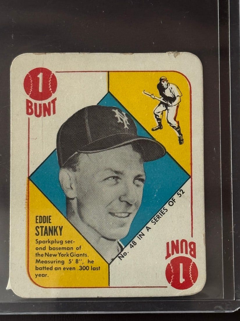 Lot 132: 1951 Topps Red Back No. 48 Eddie Stanky Baseball Card