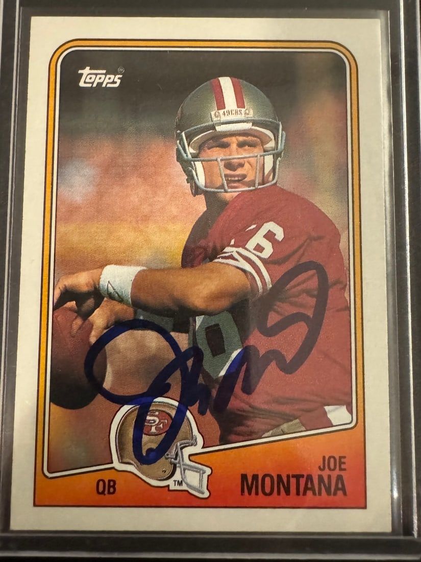 Lot 413: 1988 Topps Joe Montana 38 Autographed Football Card