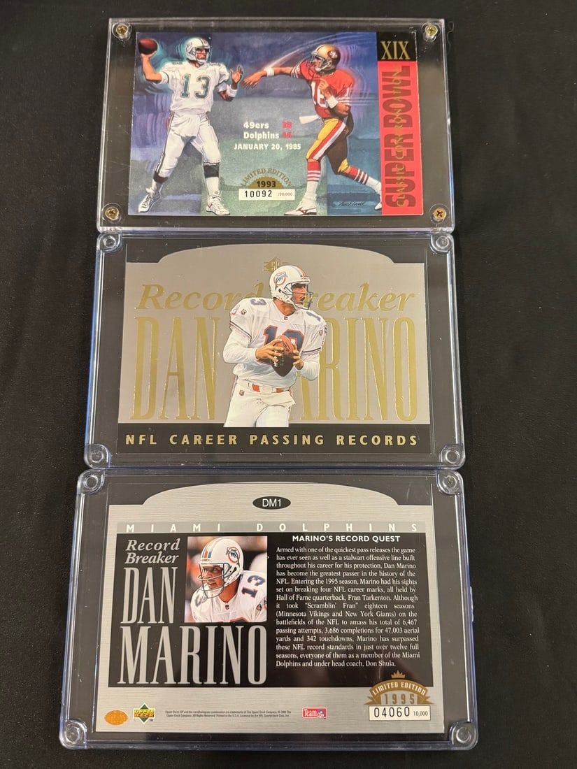 Lot 417: Dan Marino Limited Edition Football Trading Cards - 1995 Upper Deck SP Record Breaker Tribute