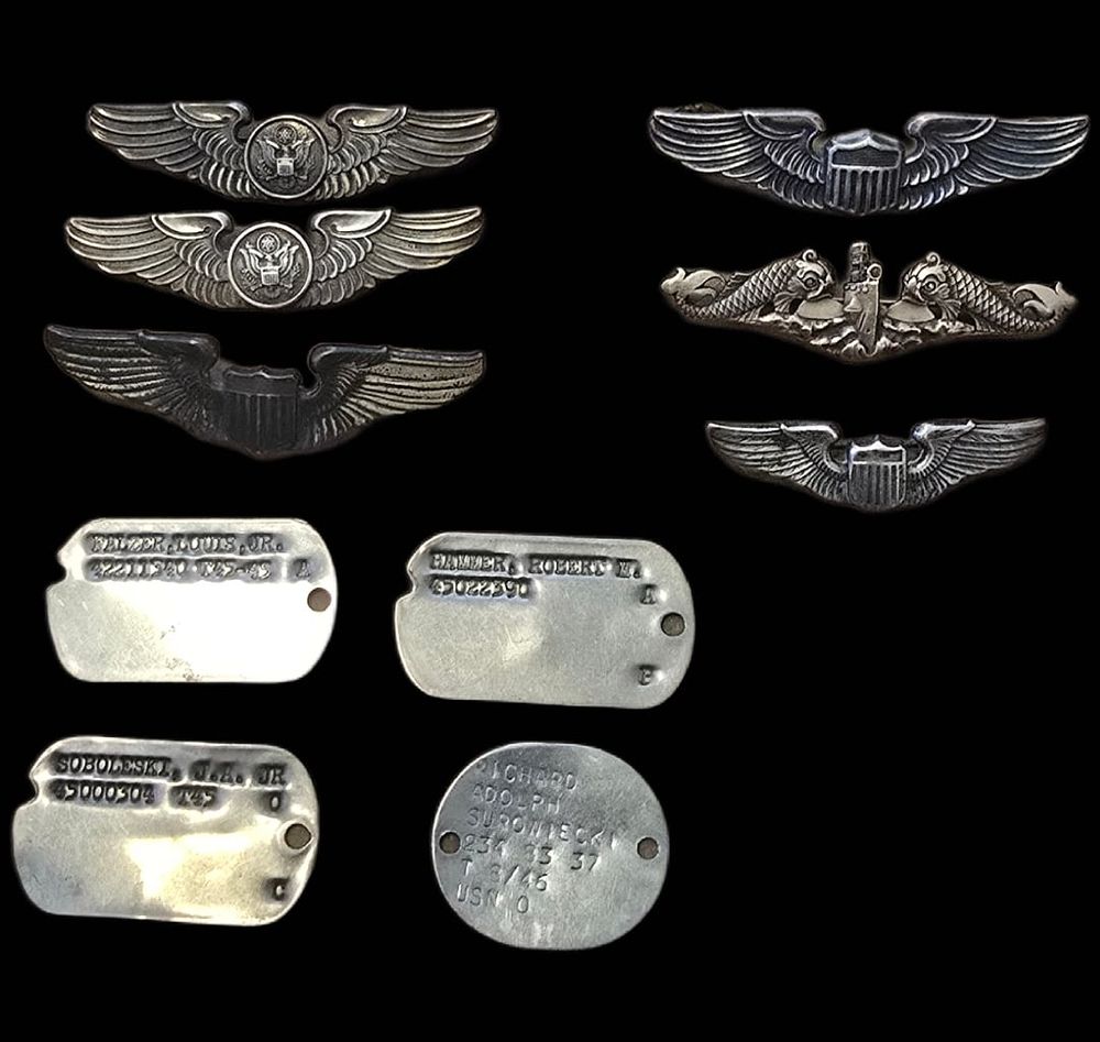 Lot 17: WWII Wings and Dogtag Collection