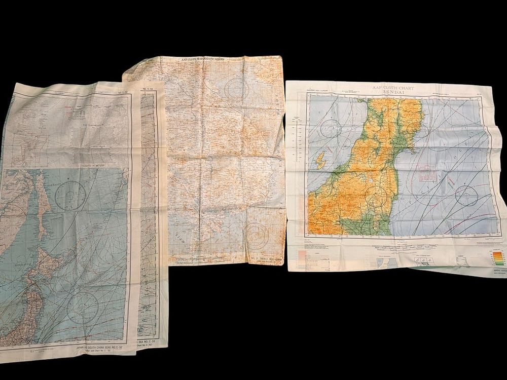 Lot 69: WWII AAF Silk Escape Map Lot - Japan - China
