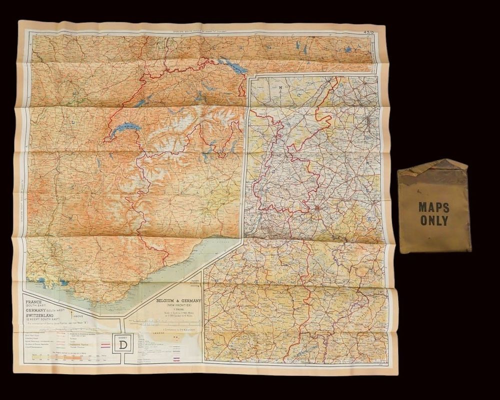 Lot 70A: WWII AAF Silk Escape Map in Original Pouch - C and D France