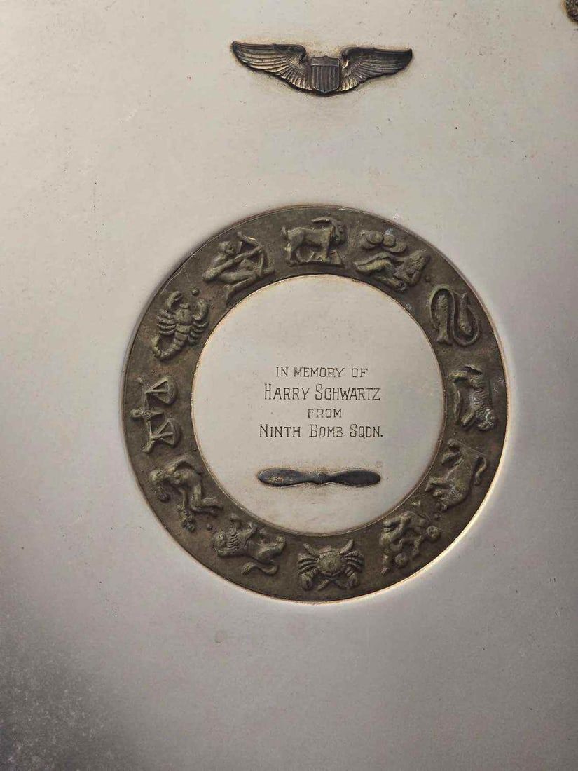 Lot 76: WWII Memory Plate Harry Schwartz 9th Bomb Squadron