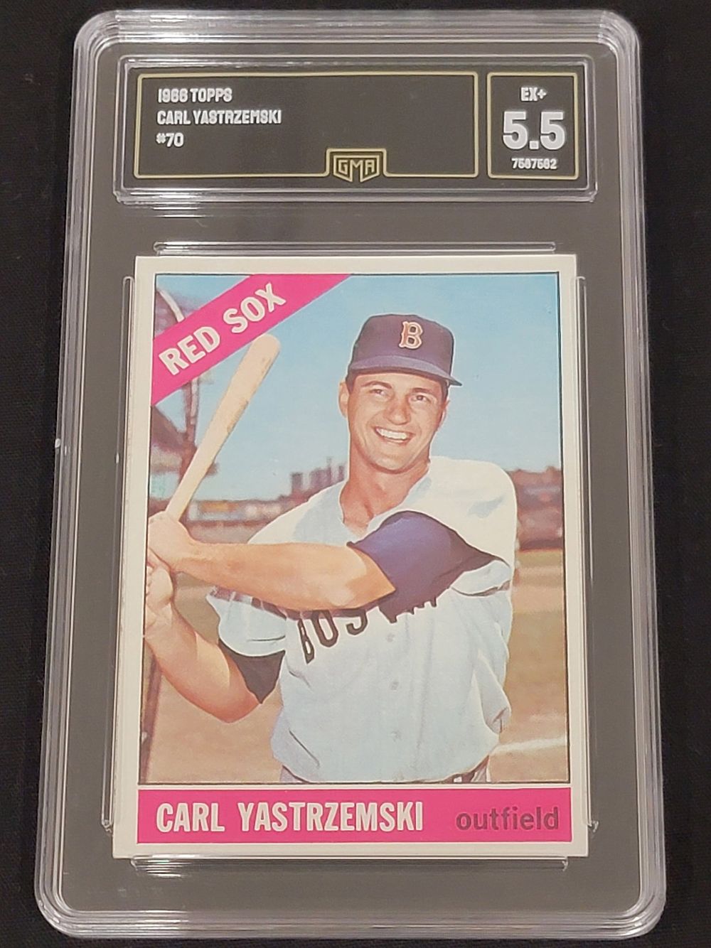 Lot 401: 1966 Topps Carl Yastrzemski  No.70 Boston Red Sox GMA 5.5 EX+