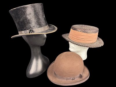 An Assortment of Antique and Vintage Men's and Women's Hats Including Milton, Knox, and Hawes and. 