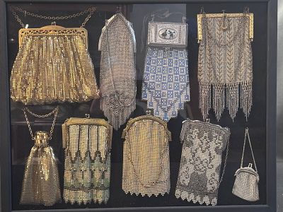 Art Deco and Edwardian Enameled Mesh and Beaded Evening Bags Attributed to Whiting and Davis and. 